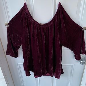 Off the Shoulder Maroon Velvet Top